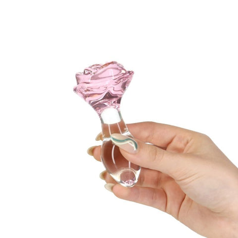 Pillow Talk Rosy Luxurious Glass Anal Plug w/ Gem