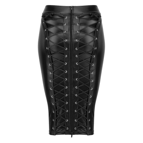 Power Wetlook Pencil Skirt w/ Zipper Her Fetish