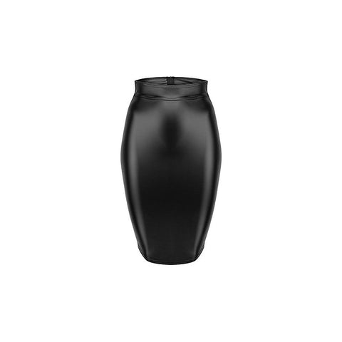 Power Wetlook Pencil Womens Skirt With Long Zipper
