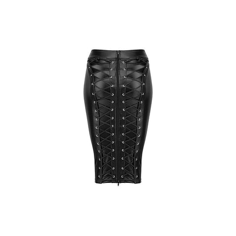 Power Wetlook Pencil Womens Skirt With Long Zipper