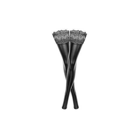 Power Wetlook Womens Stockings With Siliconed Lace