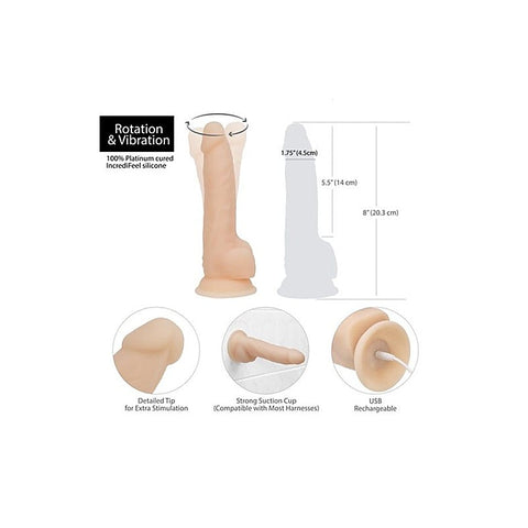 Addiction Rotating Vibrating Dildo 8 Inch by BMS Factory