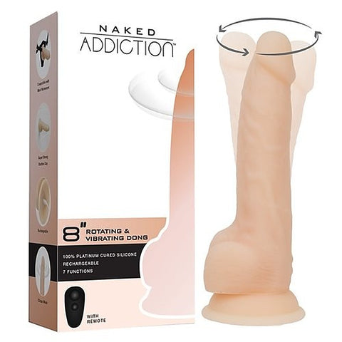 Rotating Vibrating Silicone Dildo w/ Remote Vanilla