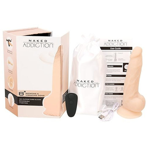 Rotating Vibrating Silicone Dildo w/ Remote Vanilla
