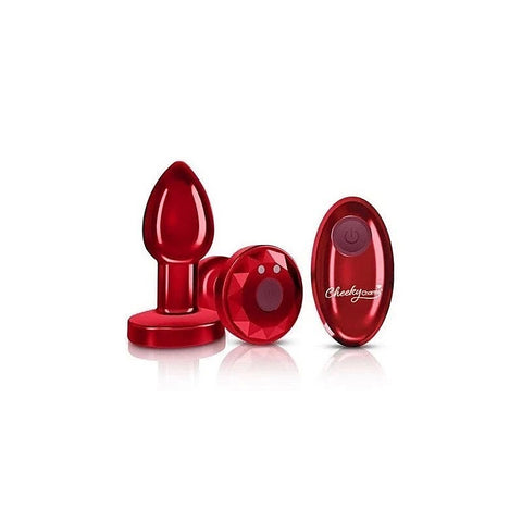 Cheeky Charms Red Rechargeable Vibrating Metal Butt Plug