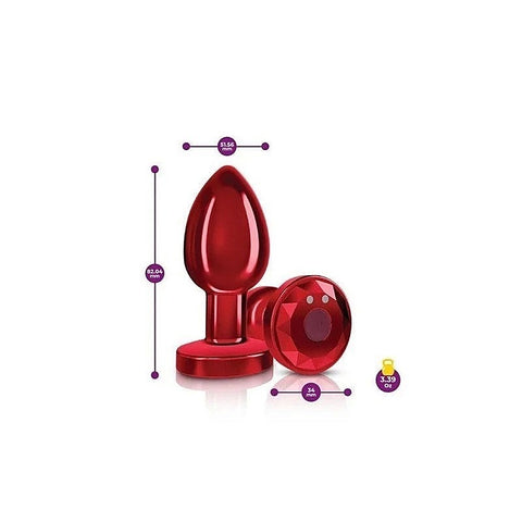 Cheeky Charms Red Rechargeable Vibrating Metal Butt Plug