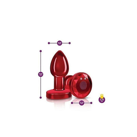 Cheeky Charms Red Rechargeable Vibrating Metal Butt Plug