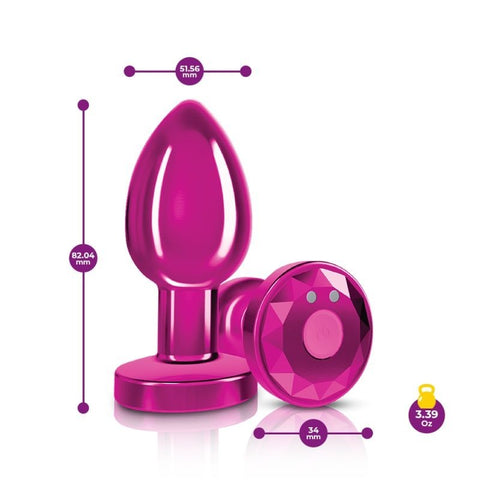 Cheeky Charms Metal Butt Plug w/ Remote Pink by Viben