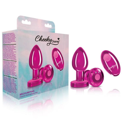 Cheeky Charms Metal Butt Plug w/ Remote Pink by Viben