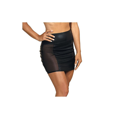 Stretch Wetlook Mesh Panel Skirt by Axami Lingerie