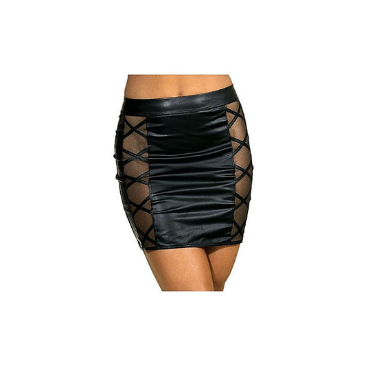 Stretch Wetlook Mesh Criss Cross Women Skirt
