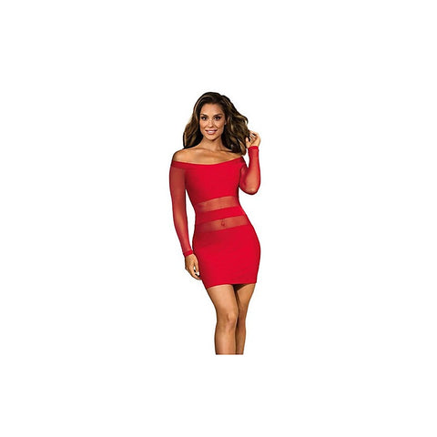 Off The Shoulder Mesh Panel Women Sexy Dress