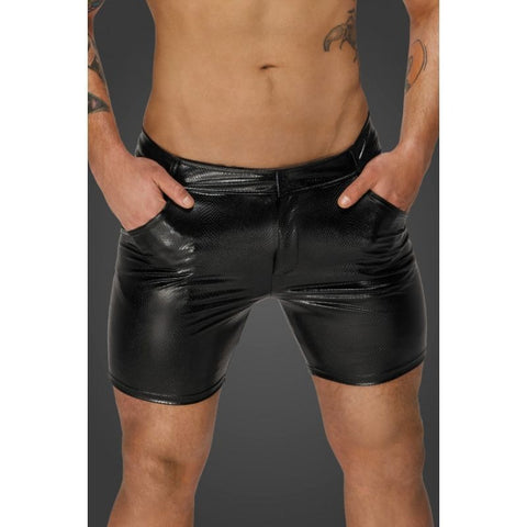 Snake Wetlook Mid Length Mens Shorts by Noir Handmade