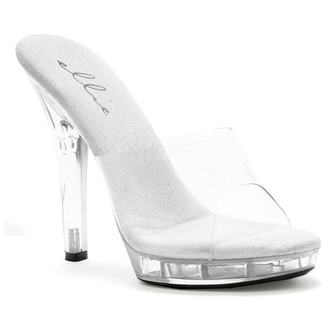 Comfortable Slip On Sandal Clear With 5 Inch Heel