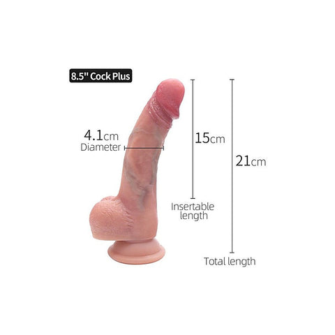Dual Layer Realistic Silicone Cock With Suction 8.5 Inch