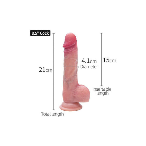 Dual Layer Realistic Silicone Cock With Suction 8.5 Inch