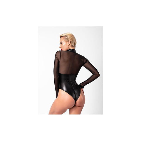 Edge Wetlook and Mesh Bodysuit by Noir Handmade