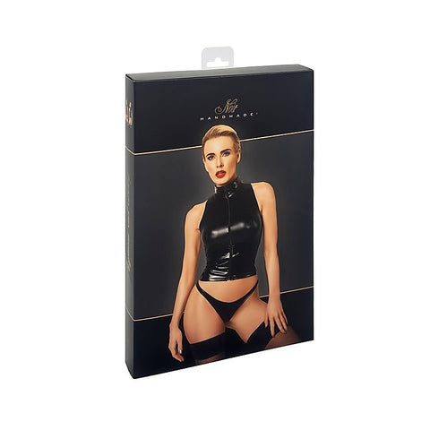 Glam Wetlook Top w/ Vinyl Corset Her Fetish