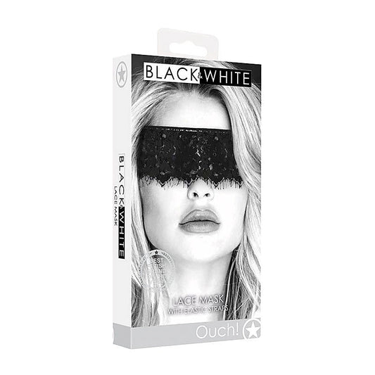 OUCH! BW Lace Mask With Elastic Straps by Shots Toys