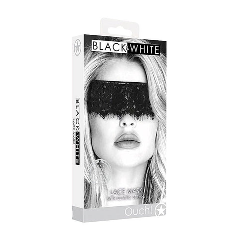 OUCH! BW Lace Mask With Elastic Straps by Shots Toys