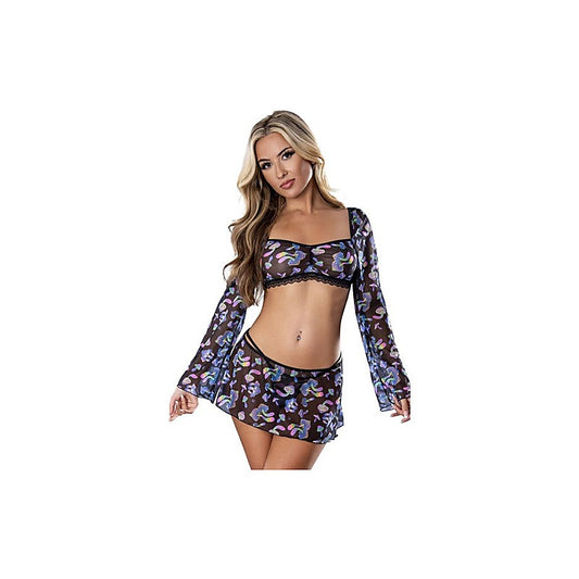Mushroom Crop Top Skirt and G-String Set by Magic Silk