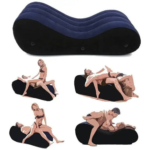 Inflatable Suede Love Lounge with Handrail Sex Furniture