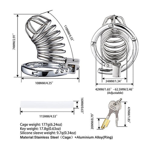 Beginner Cage Adjustable Metal Bird Cock Cage by BDStyle