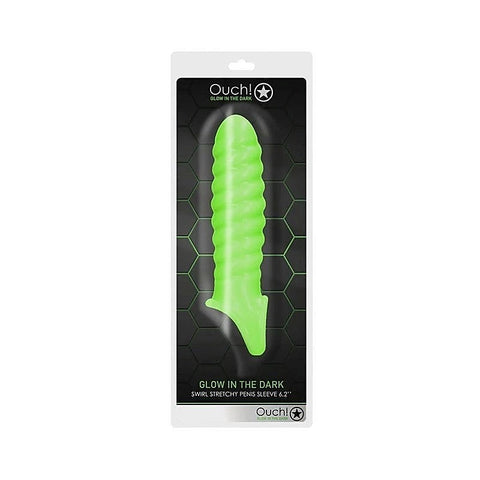 OUCH! Glow in Dark Swirl Stretchy Penis Sleeve by Shots Toys