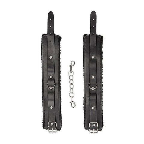 OUCH! BW Plush Bonded Leather Ankle Cuffs by Shots Toys