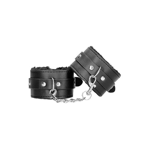 OUCH! BW Plush Bonded Leather Hand Cuffs by Shots Toys