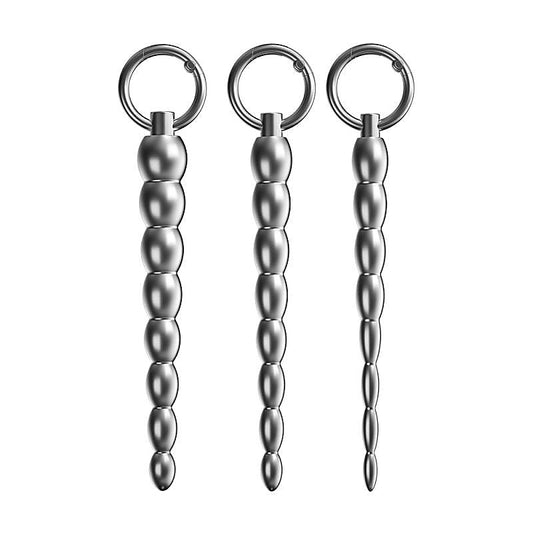 Ribbed Metal Dilator Urethral Beads with Ring by BDStyle