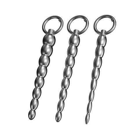 Ribbed Metal Dilator Urethral Beads with Ring by BDStyle