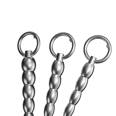 Ribbed Metal Dilator Urethral Beads with Ring by BDStyle
