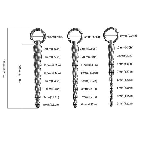 Ribbed Metal Dilator Urethral Beads with Ring by BDStyle