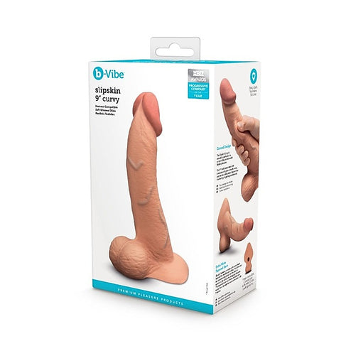 Slipskin 9 Inch Curved Realistic Silicone Dildo by B-Vibe