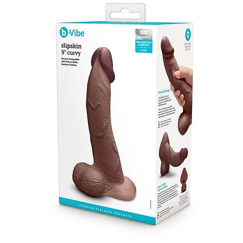 Slipskin 9 Inch Curved Realistic Silicone Dildo by B-Vibe