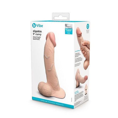 Slipskin 9 Inch Curved Realistic Silicone Dildo by B-Vibe