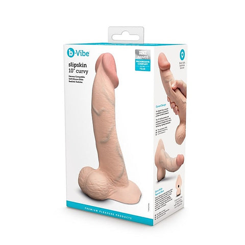 Slipskin 10 Inch Curved Silicone Dildo by B-Vibe