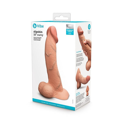 Slipskin 10 Inch Curved Silicone Dildo by B-Vibe