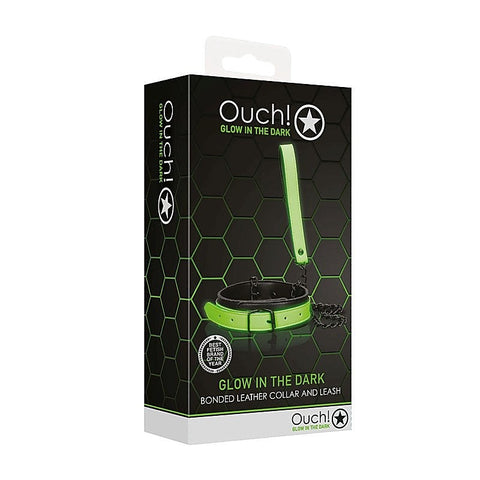 OUCH! Glow in Dark Collar and Leash by Shots Toys