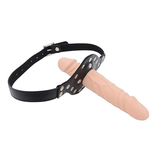 BDSM Play Double-Cock Dildo Penis Mouth Gag Flesh by BDStyle