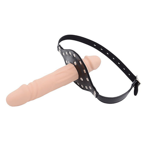 BDSM Play Double-Cock Dildo Penis Mouth Gag Flesh by BDStyle