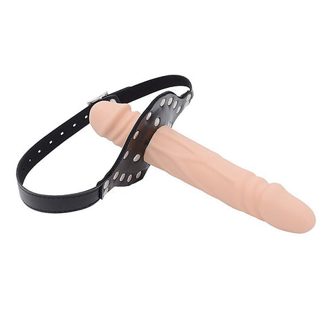 BDSM Play Double-Cock Dildo Penis Mouth Gag Flesh by BDStyle