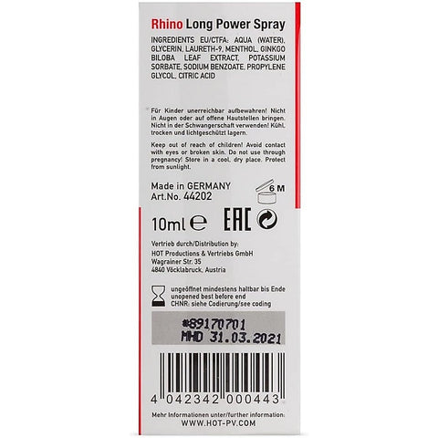 HOT Rhino Long Power Enhancer Spray by Hot Ero