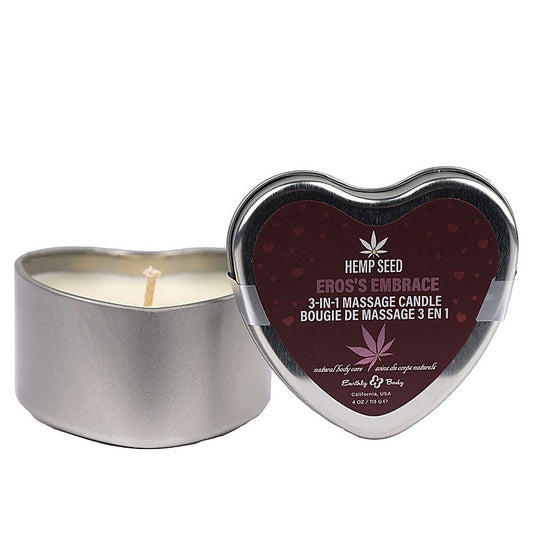 Hemp Seed 3 in 1 Massage Heart Candle by Earthly Body