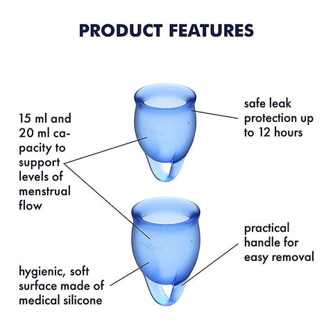 Feel Confident Silicone Menstrual Cups Set of 2 Condom
