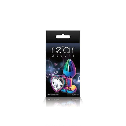 Rear Assets Multi Coloured Heart Shape Gem Base Butt Plug