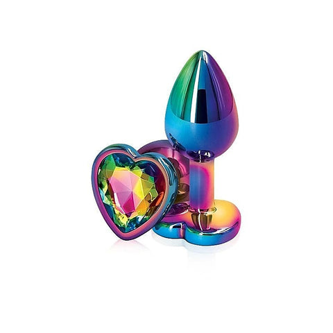 Rear Assets Multi Coloured Heart Shape Gem Base Butt Plug