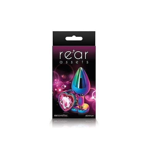 Rear Assets Multi Coloured Anal Plug With Heart Gem Base