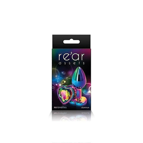 Rear Assets Multi Coloured Anal Plug With Heart Gem Base